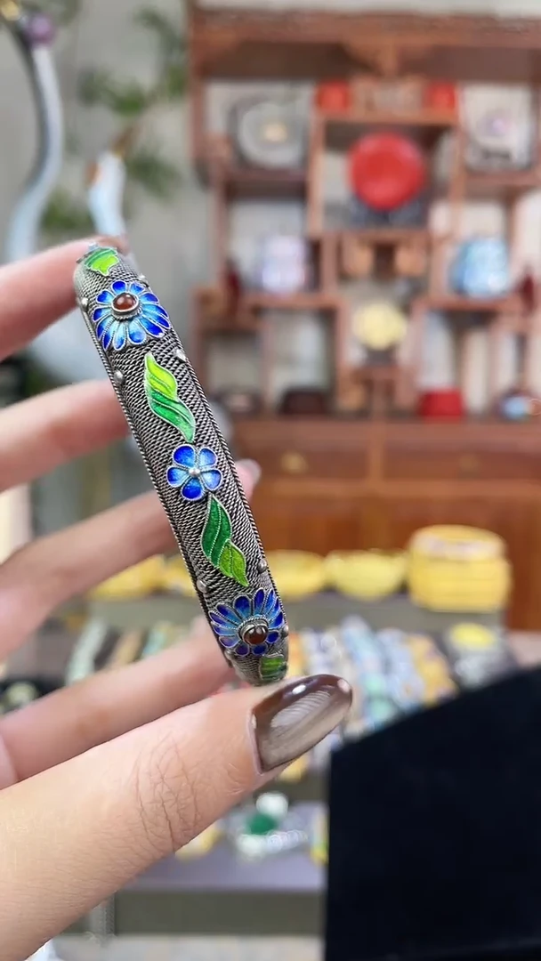 土* 非遗手工花丝镶嵌镯子