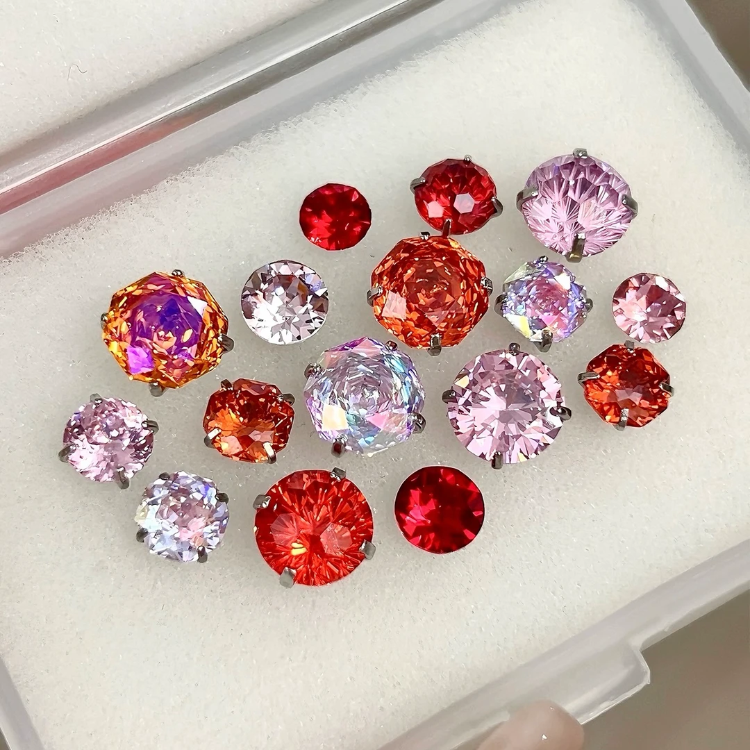 钛钢耳饰 红心火龙果RINGRING商店红粉配色耳骨钉钛钢养耳耳钉