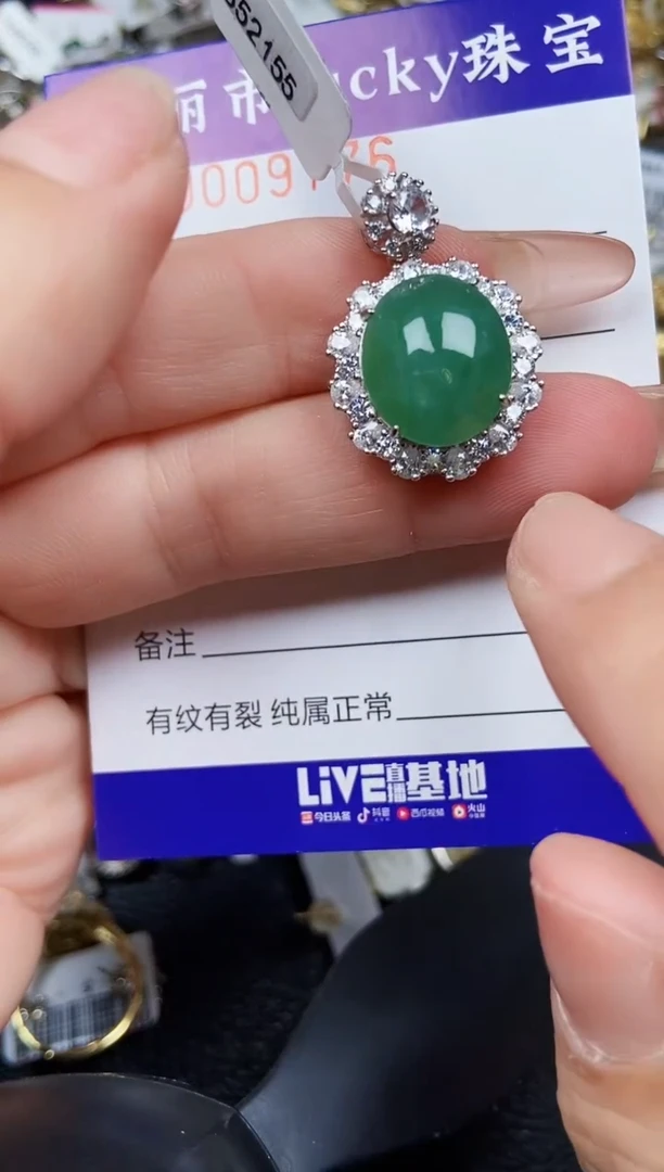翡翠银S925镶嵌颈饰9776