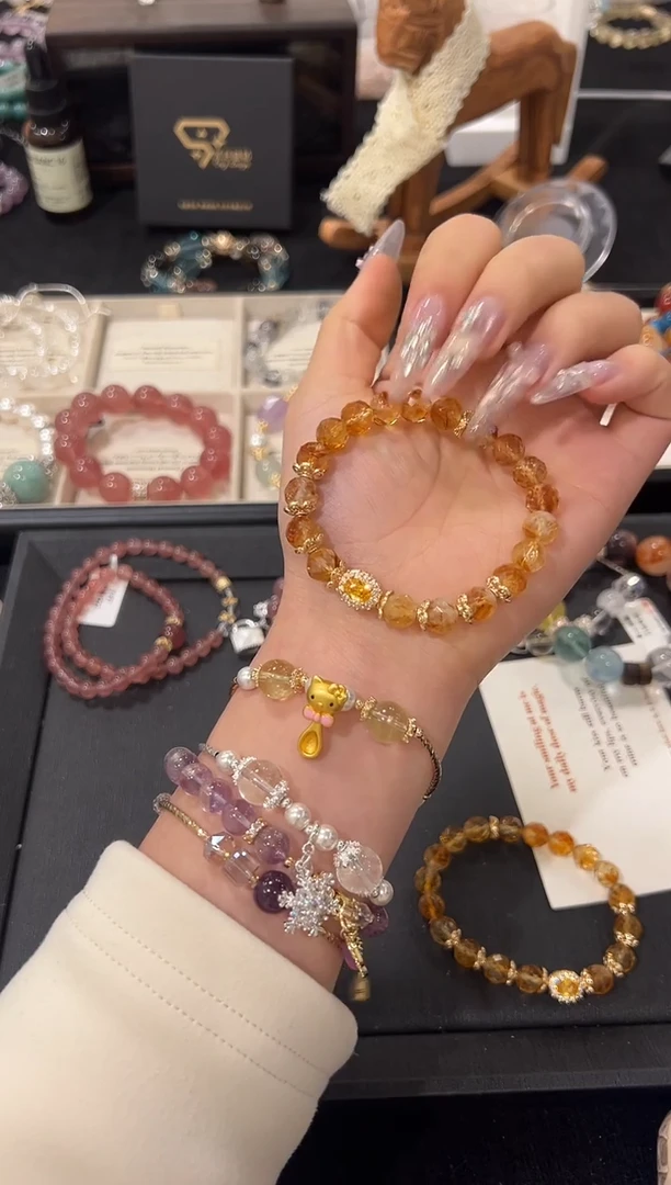 未镶嵌手链水晶钻切黄塔同款设计款手串