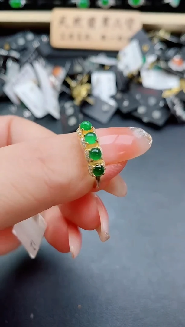 银S925镶嵌戒指翡翠1