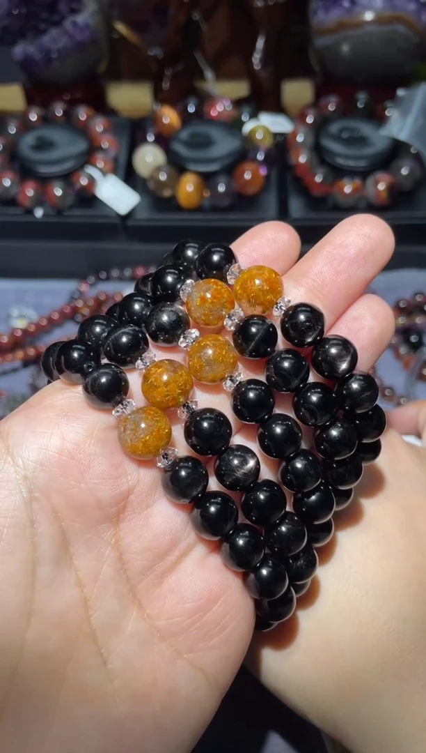 【闪购商品】辉石手链未镶嵌金运石单圈10mm多样性发其一