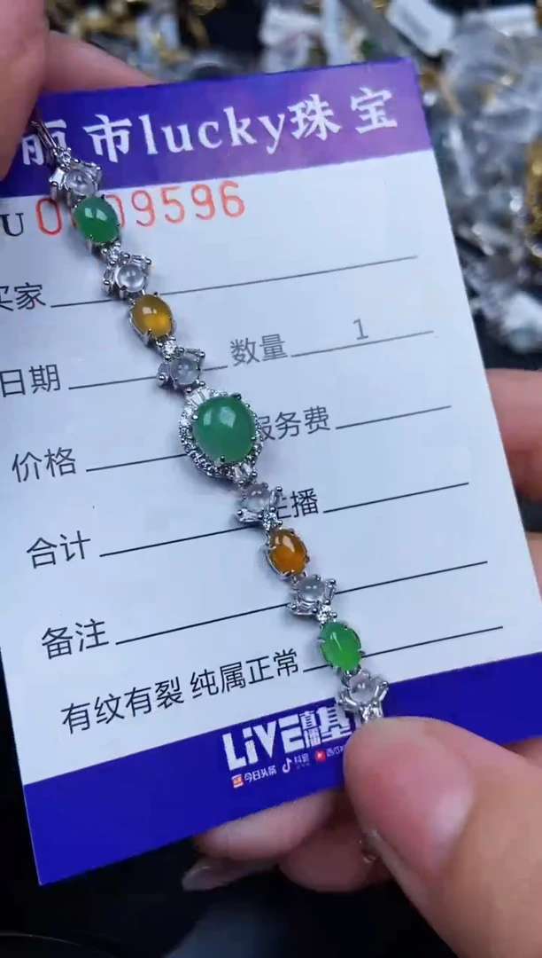 翡翠银S925镶嵌颈饰9596