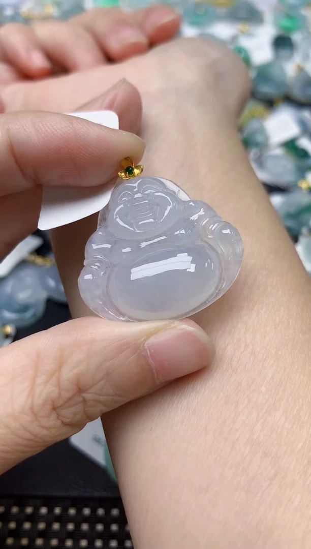 颈饰18K金镶嵌翡翠天然缅甸A货翡翠