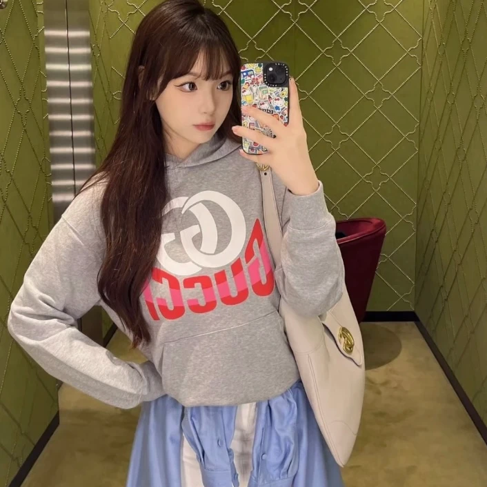 未使用 GUCCI/古驰 拼色字印花连帽长袖卫衣