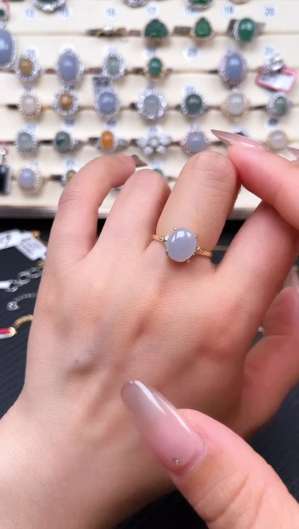 【闪购商品】翡翠戒指银S925镶嵌天然A货翡翠