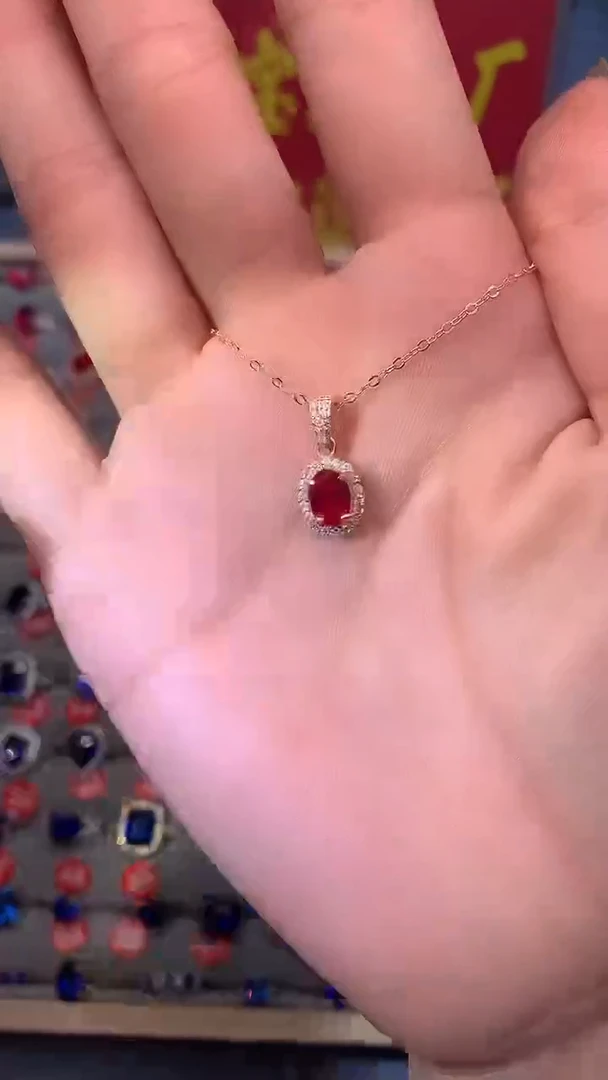 【闪购商品】红宝石吊坠(赠链)银S925镶嵌1111