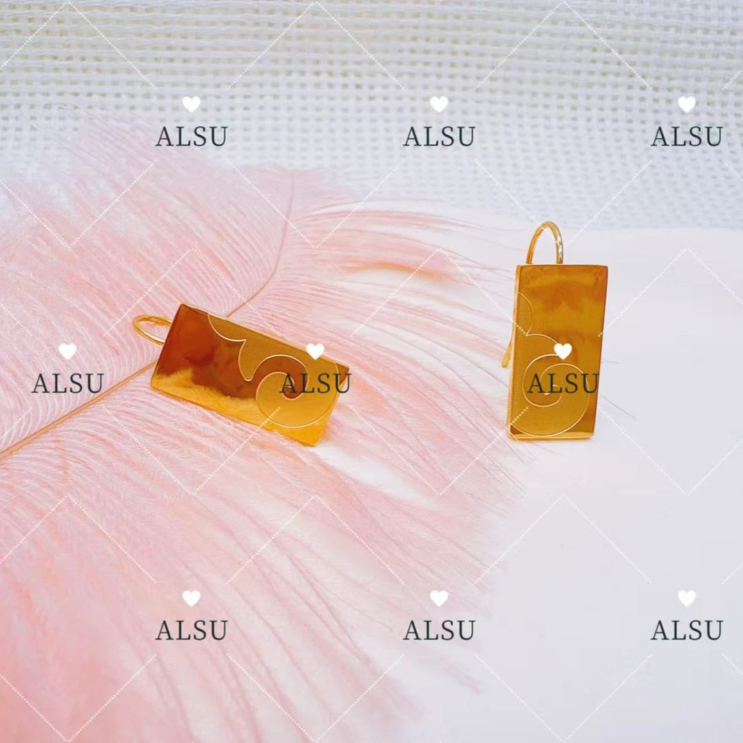 合金耳饰 ALSU原创经典民族风光面带花纹耳环百搭小众简约个性