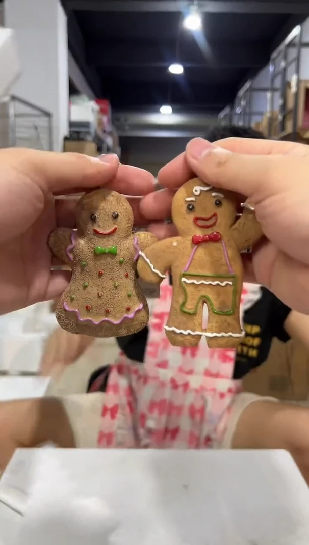 瓷片树脂新款姜饼人小吊件2件套