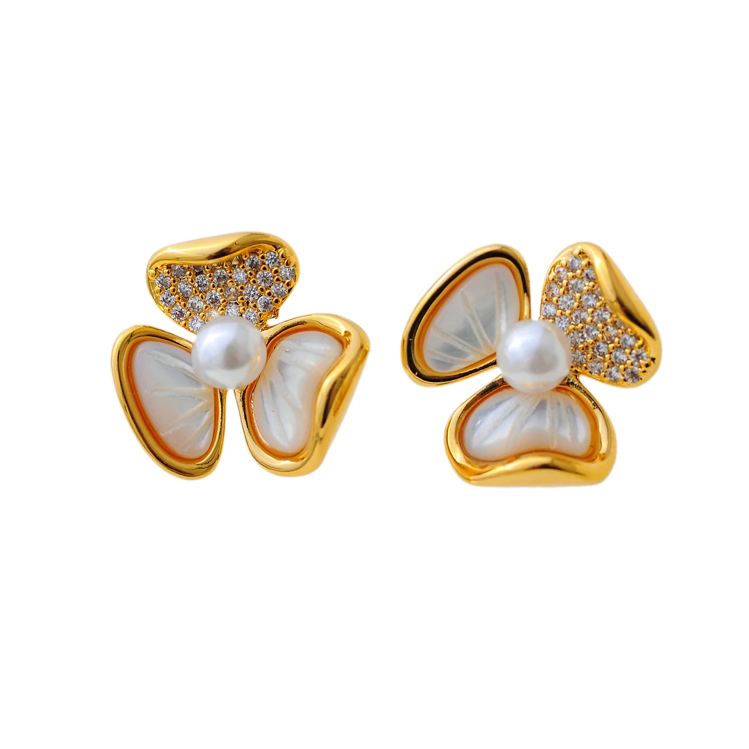 欧货DP高品轻奢时尚简约花朵耳钉-1725