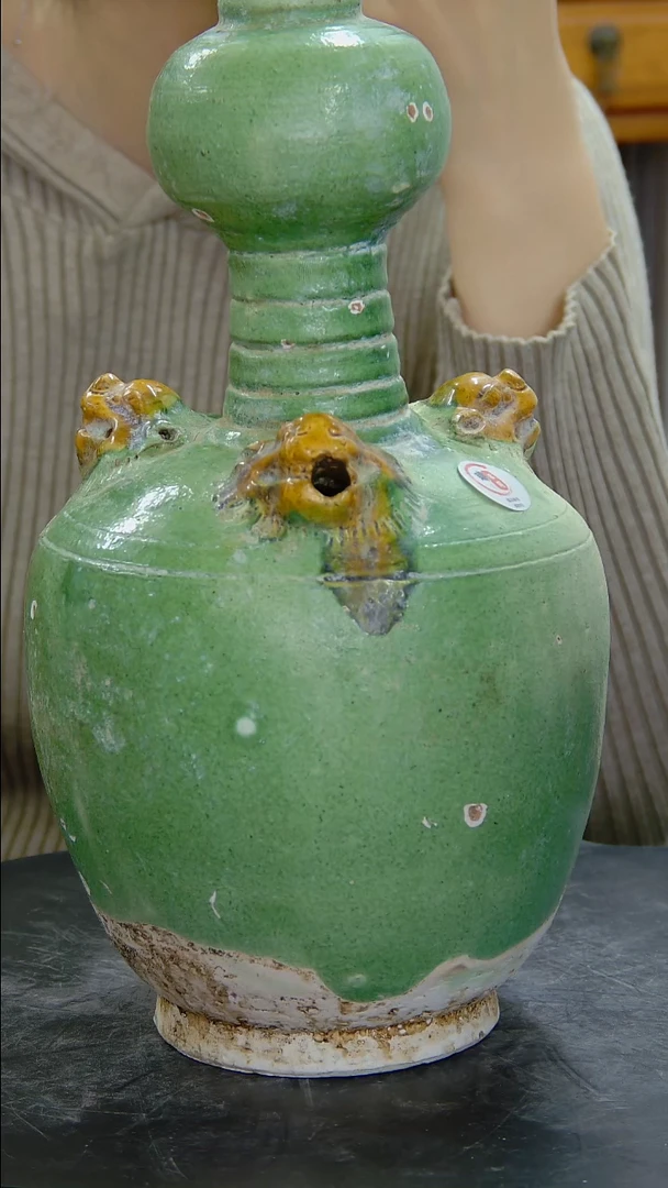 碗小*儿三彩提梁壶蒜头瓶#B0013#