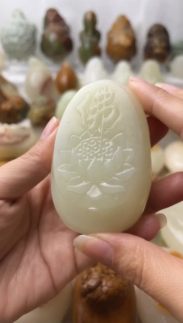 石材方解石棉纹正常不退换佛莲花