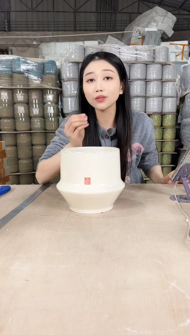 【闪购商品】陶瓷QF01亮白麻中号17x18