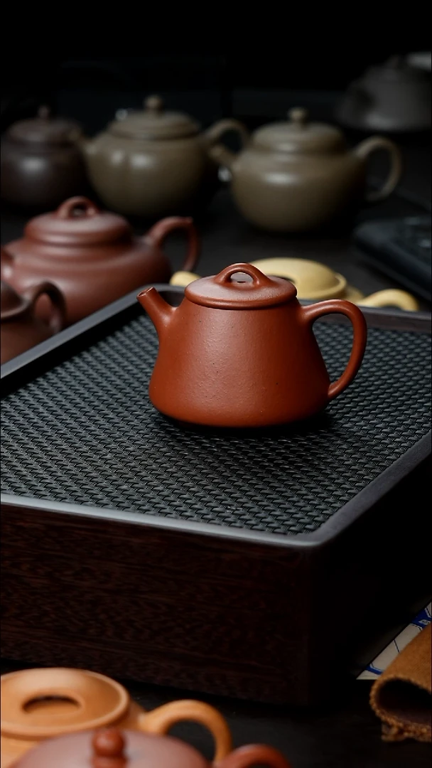 茶壶紫砂红泥高石瓢微瑕半手110