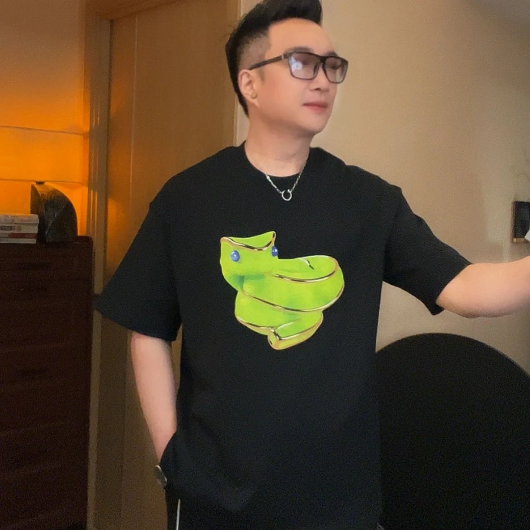 时尚纯棉【罗青蛇】短袖T恤，男女同款。