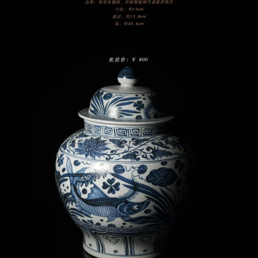 4-27景绣天呈青花鱼藻大罐