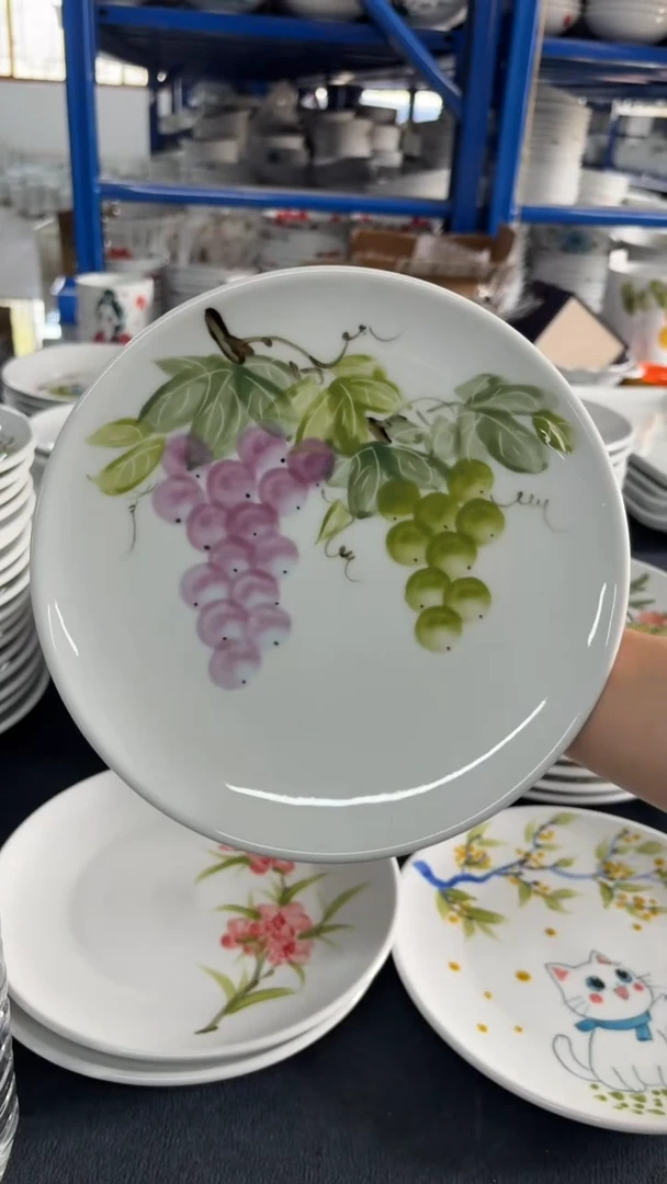 瓷片景德镇高温陶瓷食品级手绘釉中彩-平盘