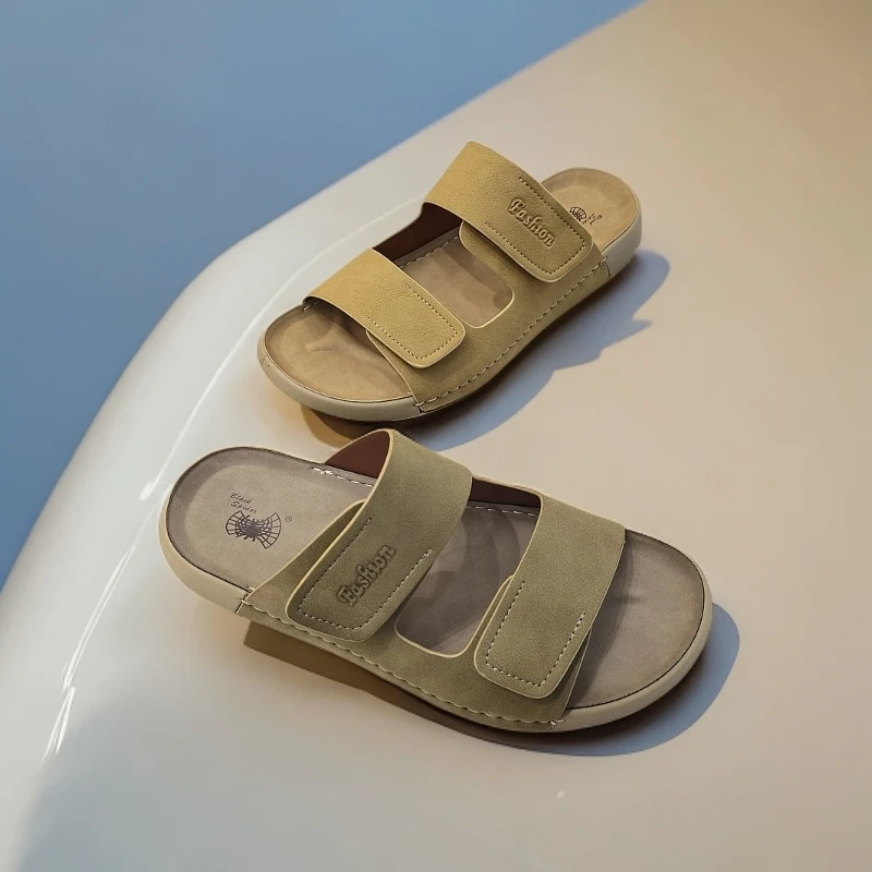 70315男士软底运动凉拖鞋防滑复古一字拖平跟夏季青春潮流、