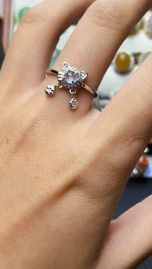 银S925镶嵌戒指翡翠3698