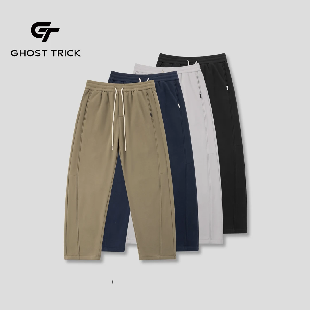 冬季新款加绒加厚防风裤净版立体剪裁弯刀裤9W0835