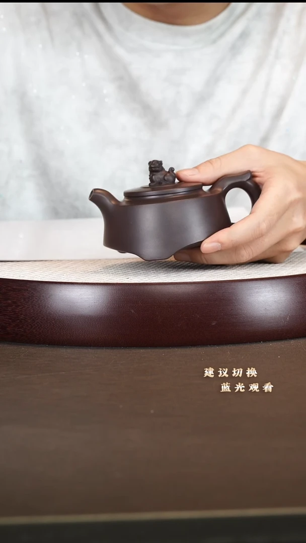 茶壶紫砂三足雄狮 玉林紫茄泥 240cc
