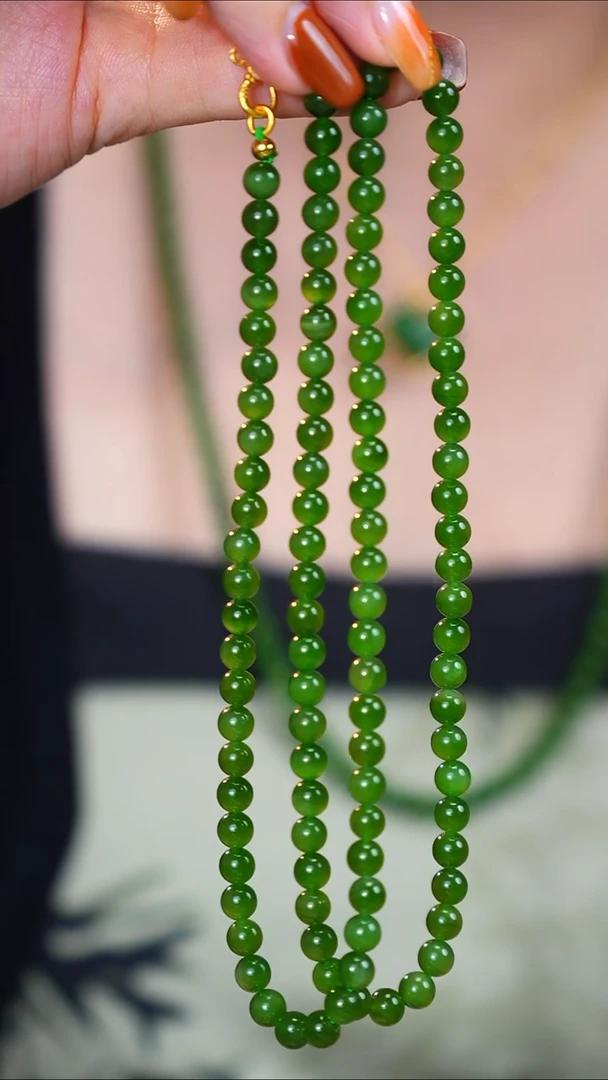 项链未镶嵌和田玉圆珠珠链一条