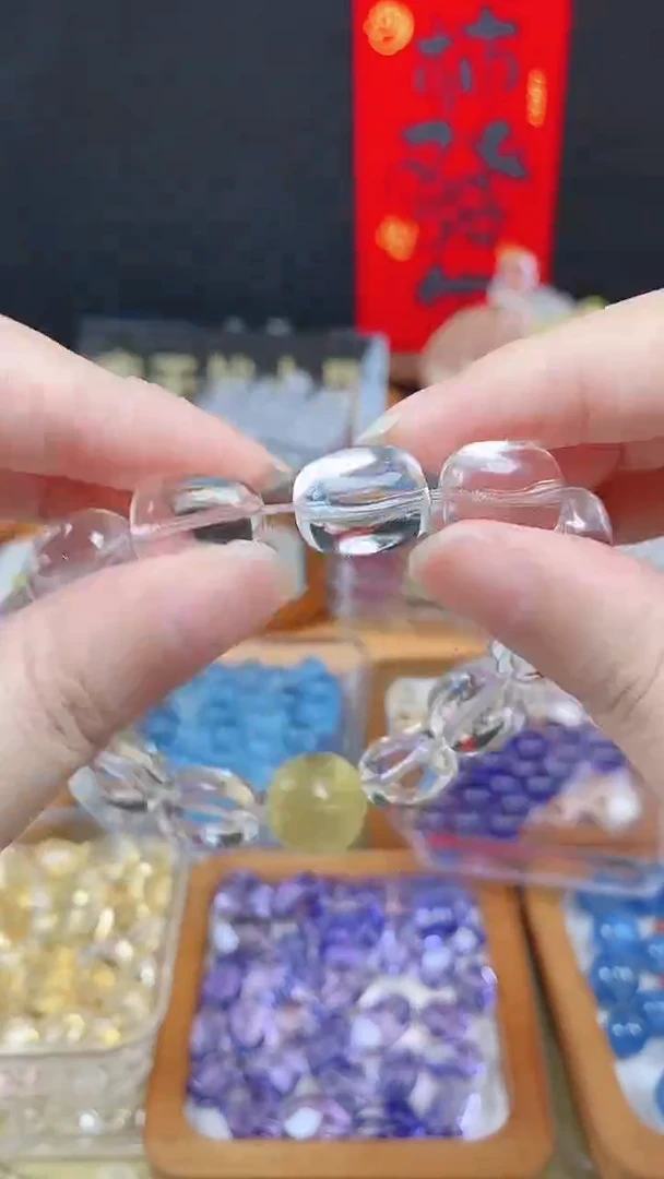 未镶嵌珠宝半成品水晶白水晶糖豆10mm一颗装