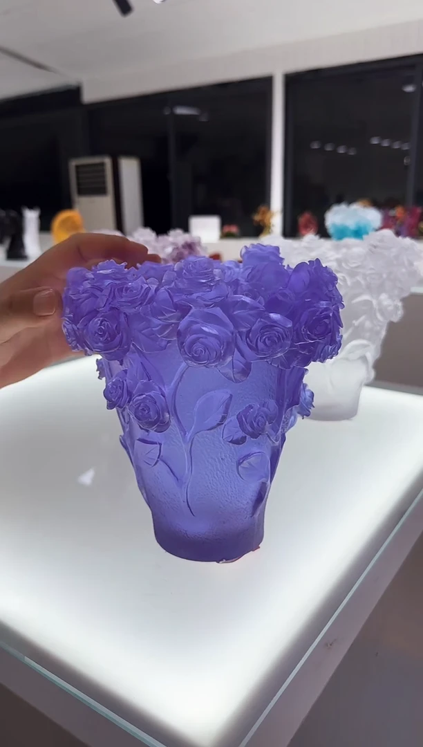 手工艺品琉璃紫罗兰花瓶