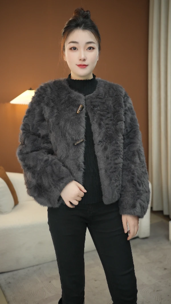 2024新款时尚气质短款可百搭厚款毛呢外套韩版冬季