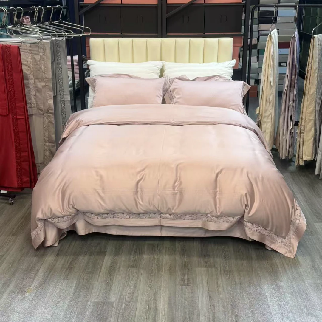 高端轻奢孤品简约保暖舒适亲肤被套高精密兰精天丝色织提花四件套