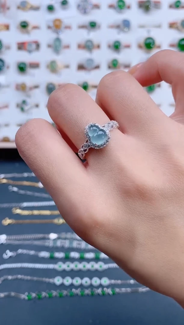 翡翠戒指银S925镶嵌 天然翡翠