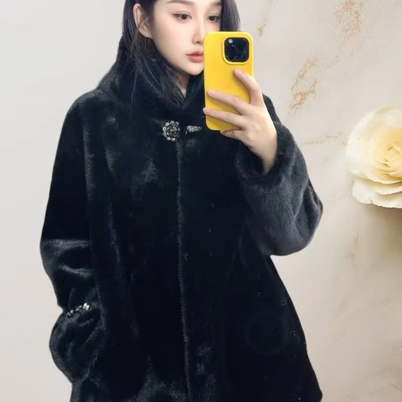 女士连帽雪兰貂皮草外套