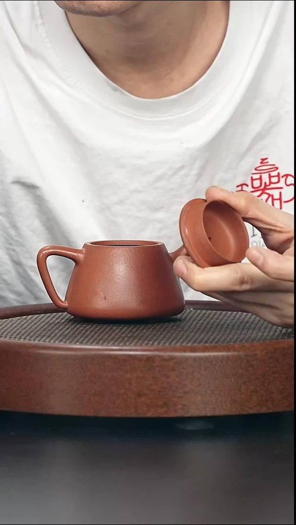 茶壶紫砂中高瓢-老红泥-全手工微微瑕-180cc