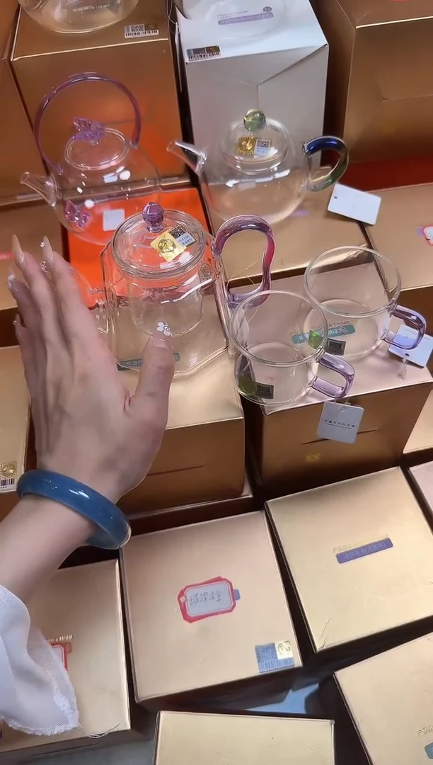@@禾器晶彩锦瑞壶浅紫色+清禾杯浅紫2只
