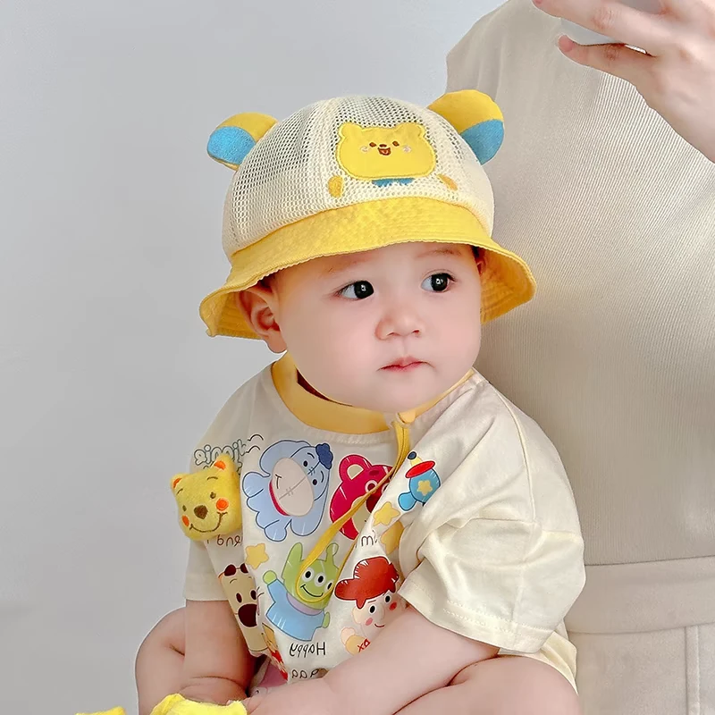 宝宝帽子夏季薄款盆帽宝宝遮阳防晒帽太阳帽透气网童帽幼儿渔夫帽