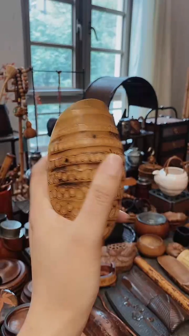 老竹根满钉款茶则