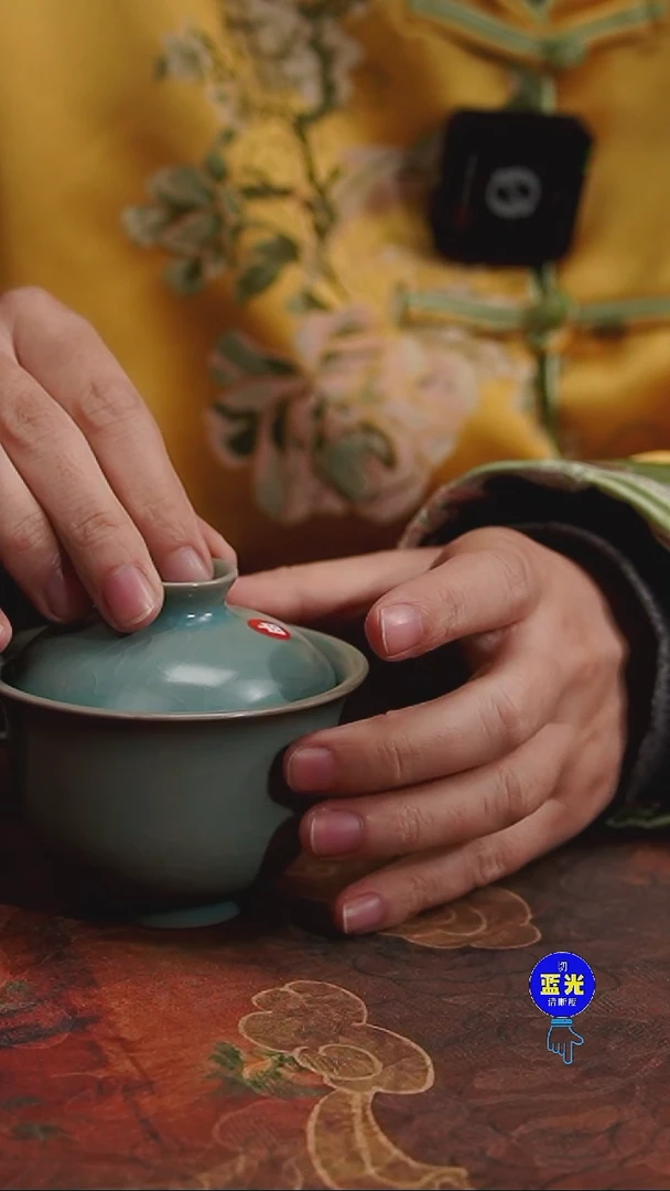 摆件瓷纯手工清凉寺原矿釉玲珑盖碗