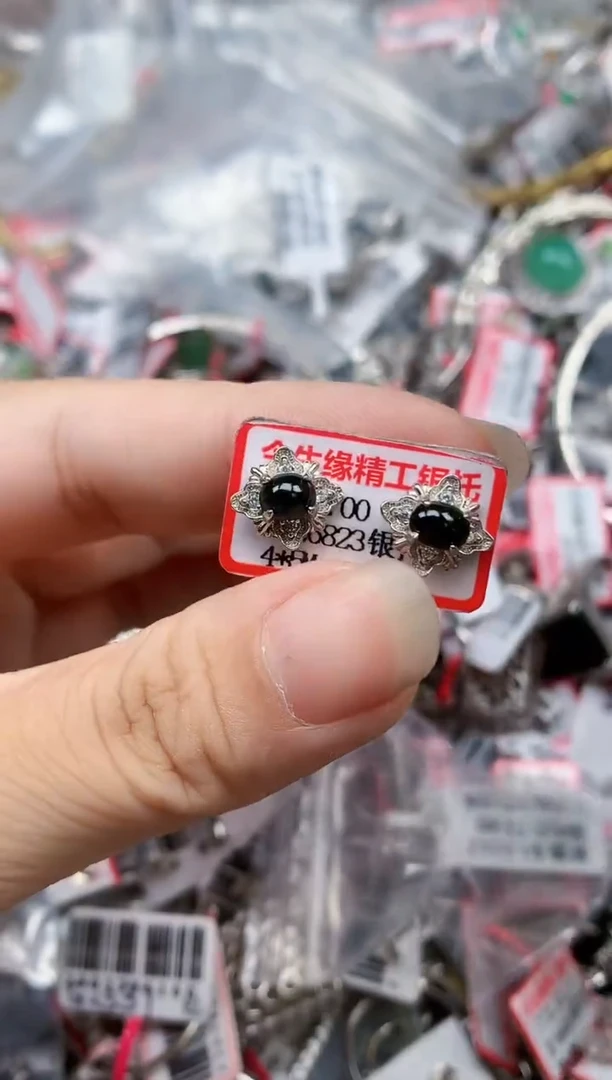 银S925镶嵌戒指翡翠天然A货缅甸翡翠