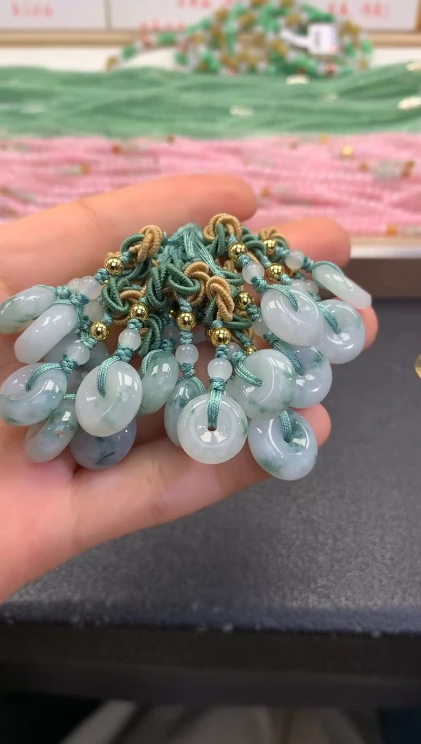 翡翠未镶嵌颈饰FC468 翡翠平安扣手机挂 多样性发其一