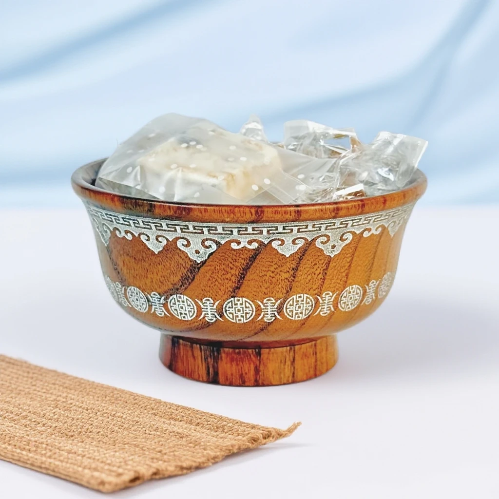 刷金木碗13CM浮雕饭碗复古工艺品防烫金色银色木碗家用蒙古特色
