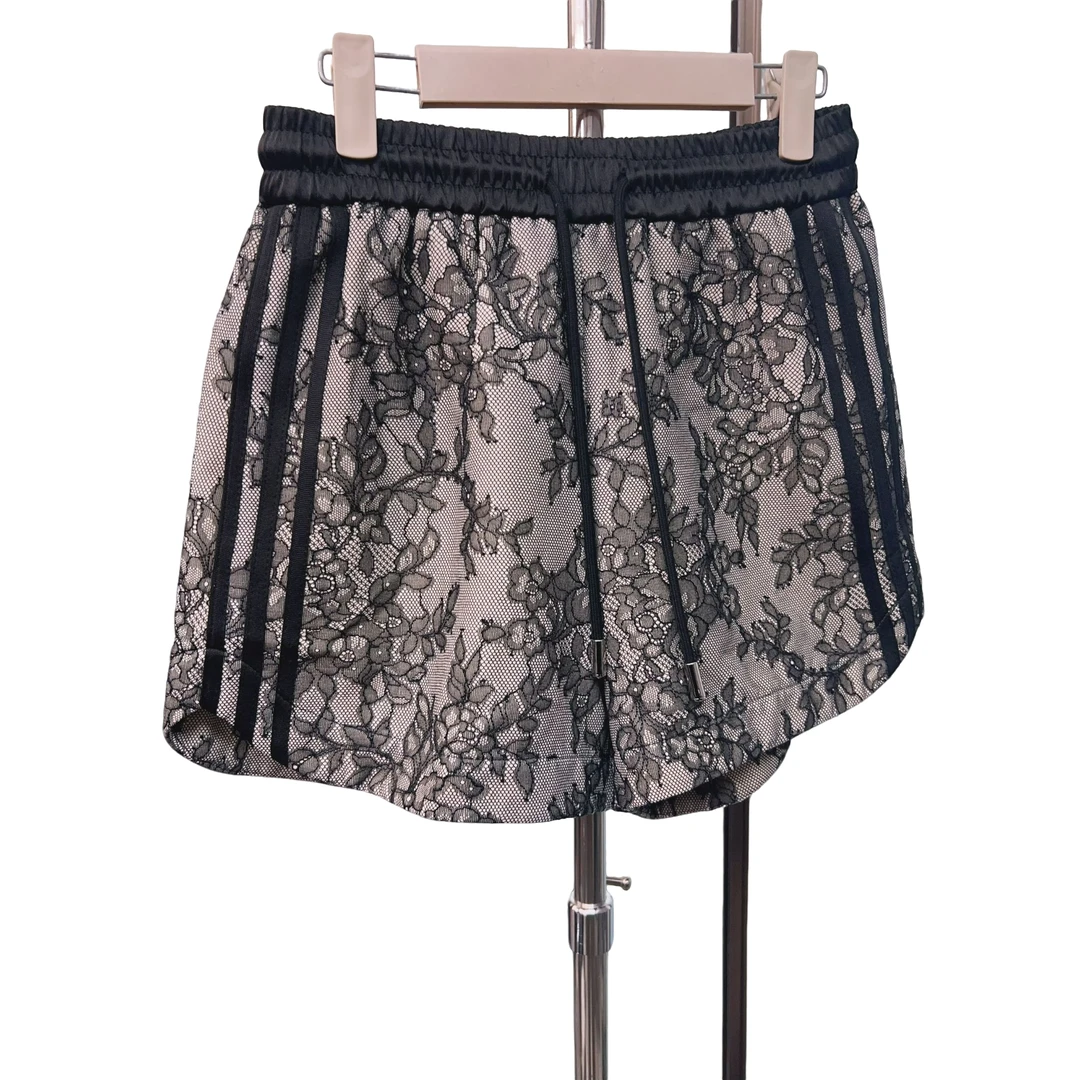 2025春夏新款2256A/2257A女装黑色蕾丝花纹马甲套装