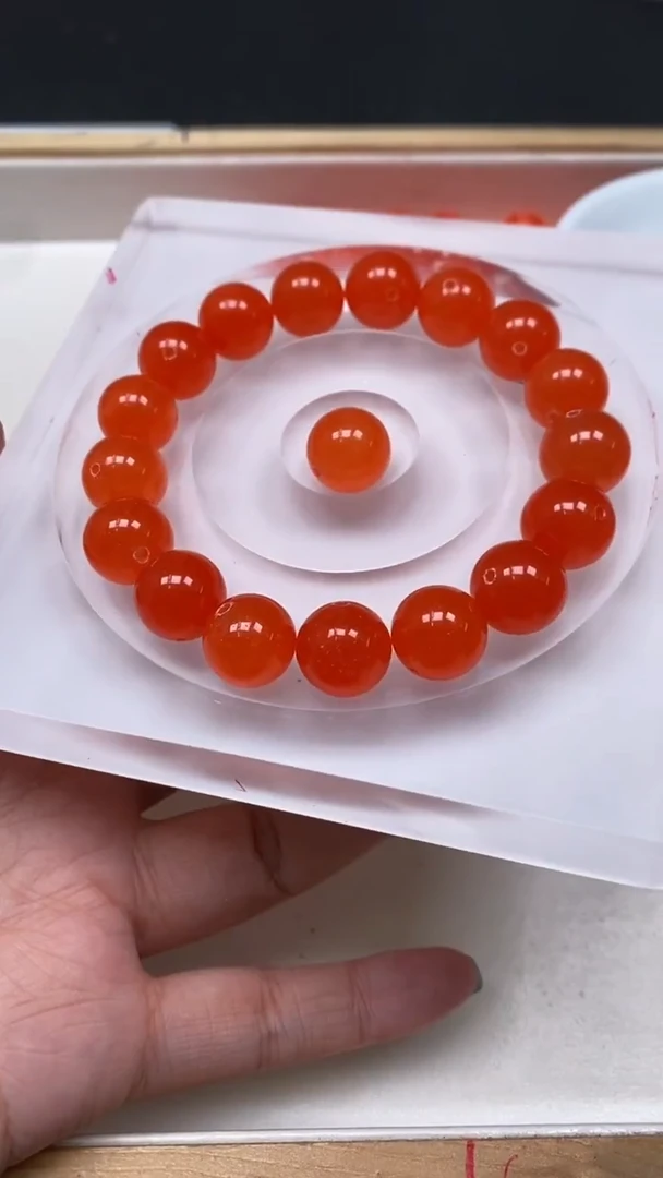 未镶嵌散珠南红玛瑙A1559 冰橘南红12mm6个8.8元