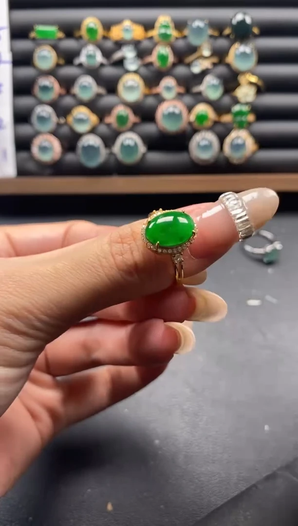 银S925镶嵌戒指翡翠51511