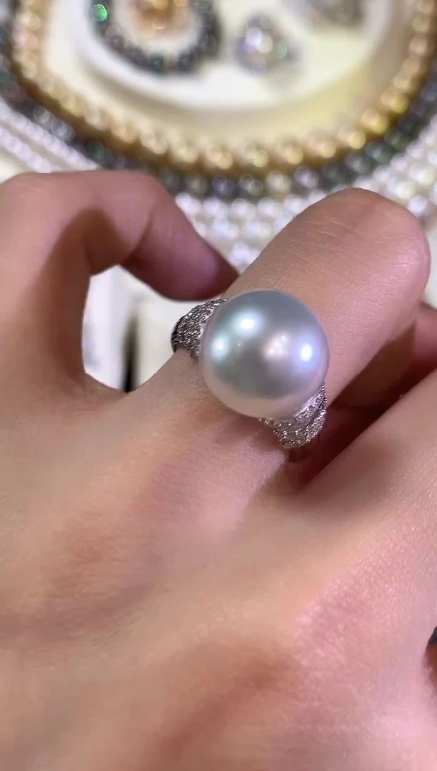 18K金镶嵌戒指海水珍珠w145