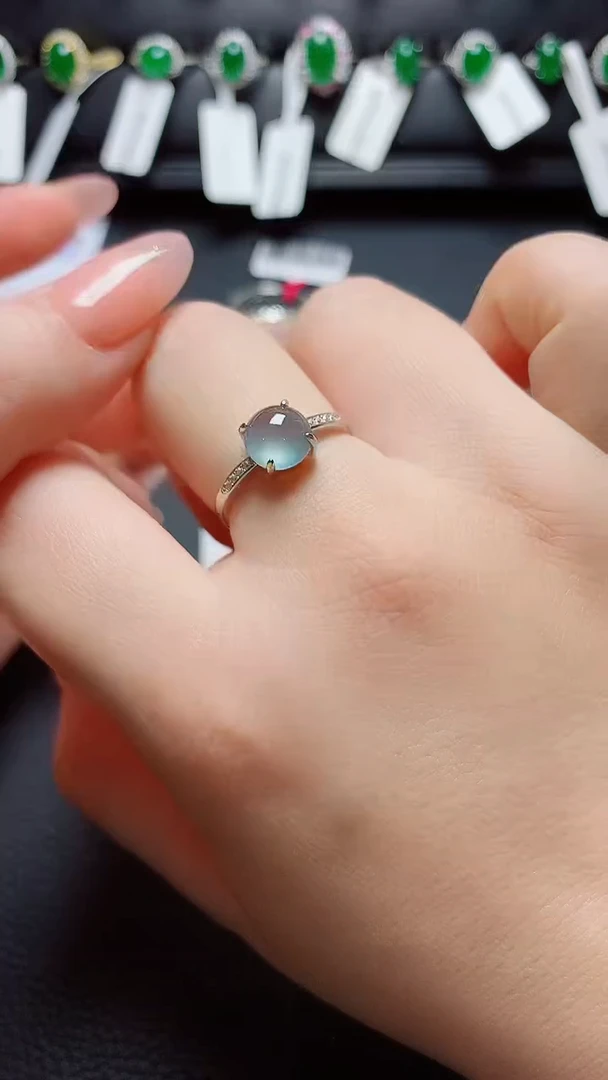 银S925镶嵌戒指翡翠天然翡翠A货s925银镶