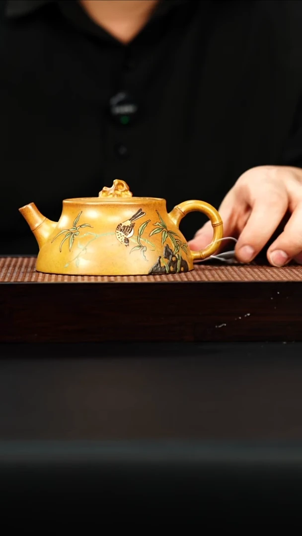 茶壶紫砂宜兴紫砂 梅竹柱瓢 火云烧 李志刚h301