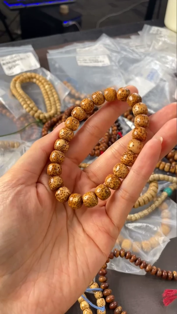 星月菩提手串精工级浅珀金桶珠10*9手串
