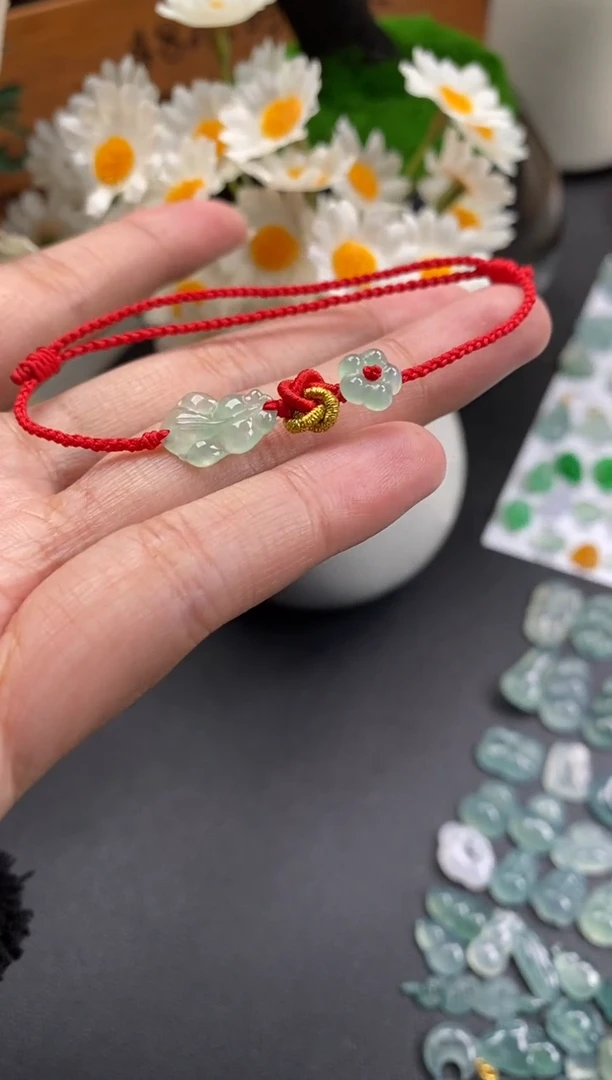 散珠翡翠金鱼小花手绳