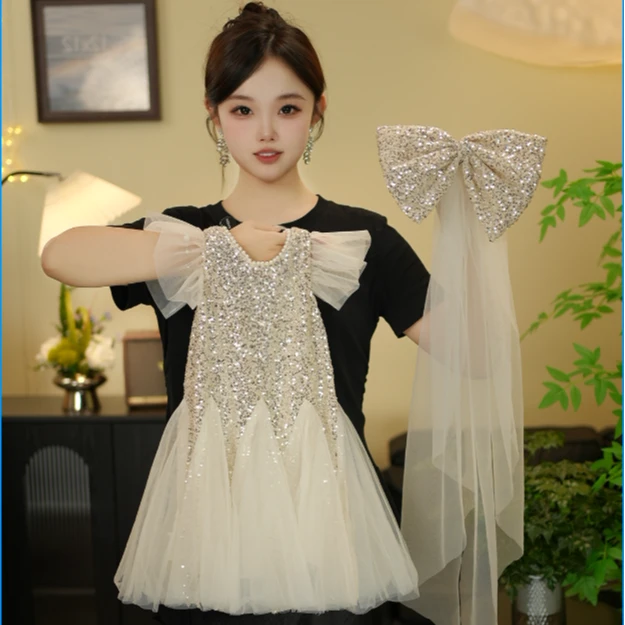 2025新款女童原创设计夏季小飞袖蓬蓬裙