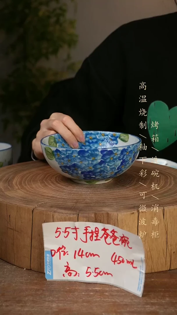 碗瓷景德镇手工手绘高温瓷釉下彩